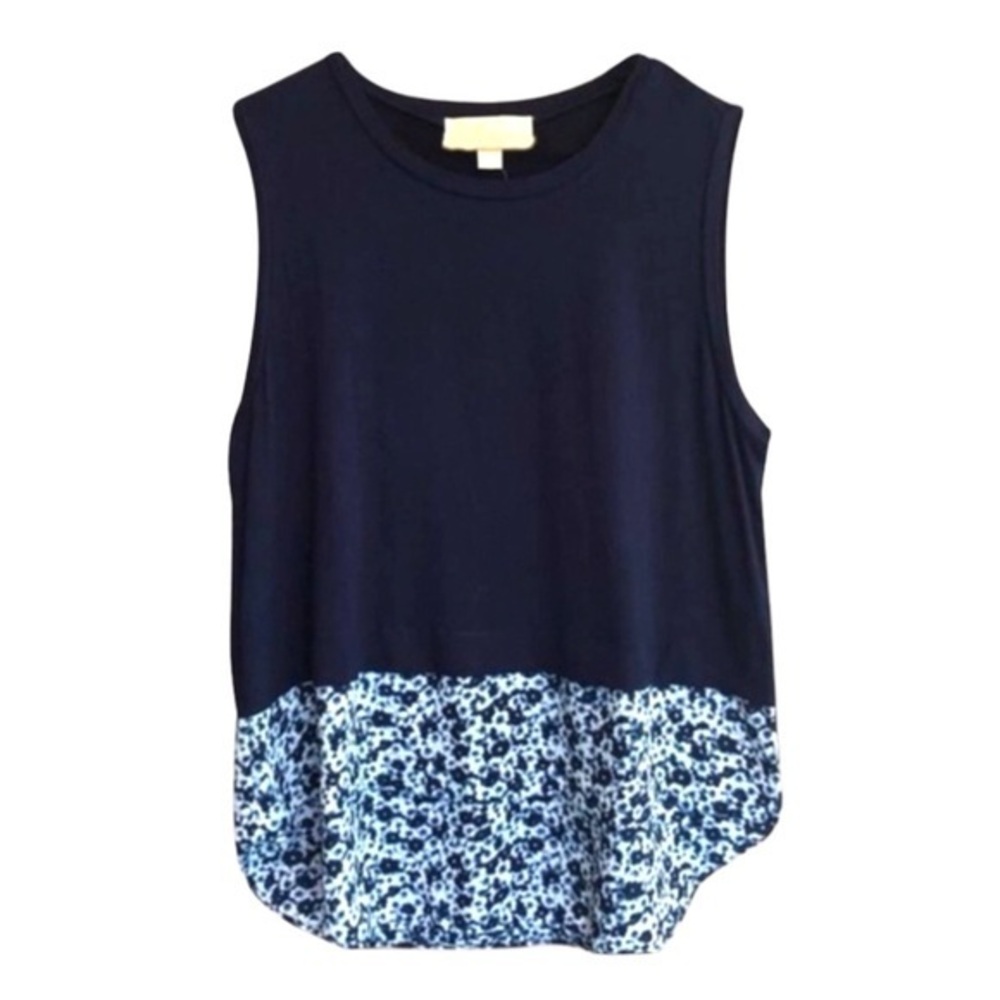 MICHAEL KORS Mixed Media Floral Sleeveless Blouse